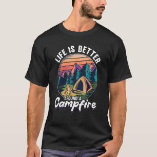 Camiseta Tent de acampamento ao redor de uma fogueira 1
