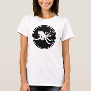 Camiseta Tentáculos Coloridos Engraçados de Octopus Branco
