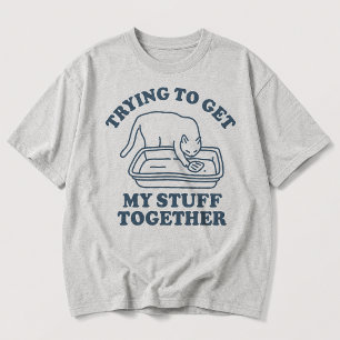 Camiseta Tentando Organizar Minhas Coisas Gato Engraçado