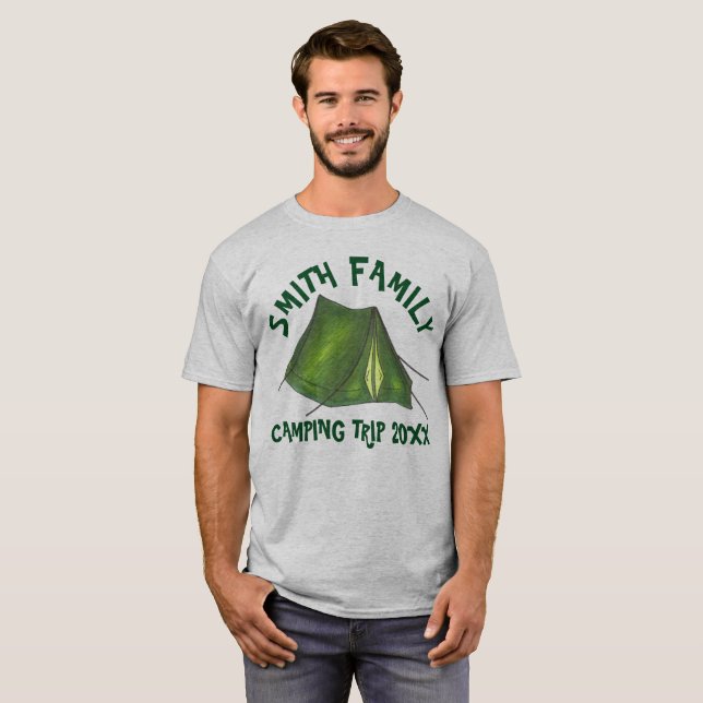 Camiseta Tente de campanha de férias da família personaliza (Frente Completa)
