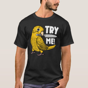 Camiseta Tente-Me Papagaio Com Faca, Eu Amarelo Lutino Budg