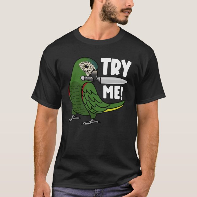 Camiseta Tente-Me Papagaio Com Faca Eu Dou Macaw (Frente)