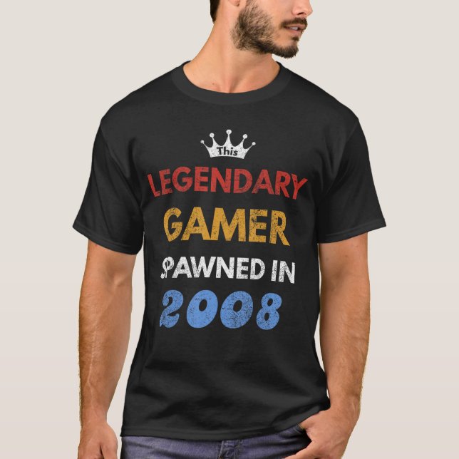 Camiseta Tenth Birthday Gaming Gift  Born in 2008 for Gamer (Frente)