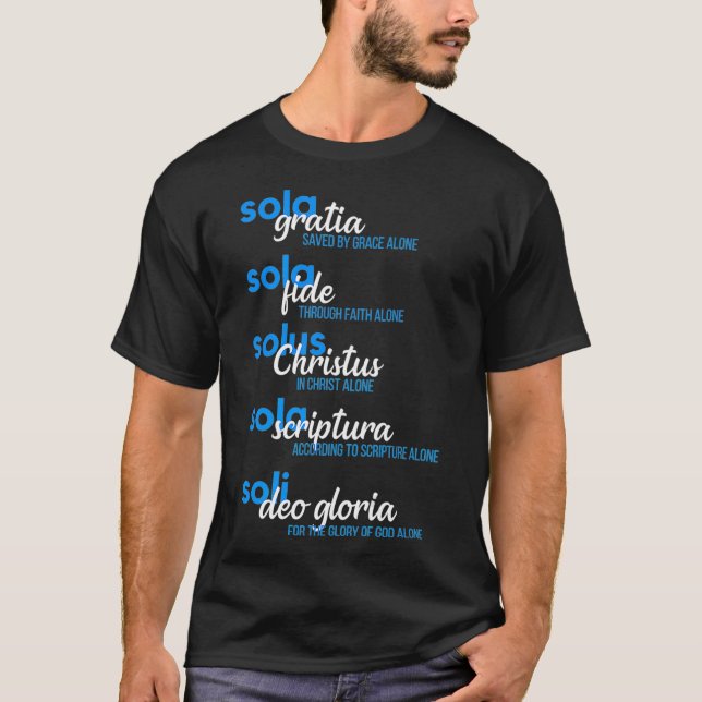 Camiseta Teologia Reformada Cristã Cinco Solas  (Frente)
