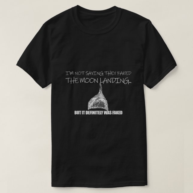 Camiseta Teoria da Conspiração da Lua Falsa Tin Foil Hat (Frente do Design)