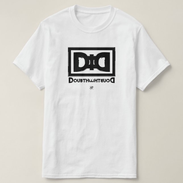 Camiseta Teoria da conspiração mote: Dúvida A Dúvida (Frente do Design)