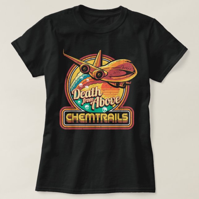 Camiseta Teoria da Conspiração — Quimetéis — Jet Plane Skul (Frente do Design)