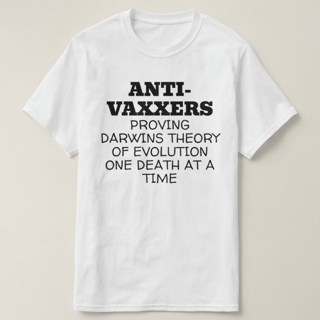 Camiseta Teoria da Evolução das Darwin Anti-Vaxxers (Frente do Design)