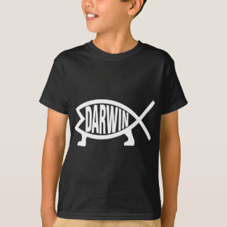 Camiseta Teoria dos Peixes Evolutivos do Ateista Charles Da