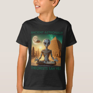 Camiseta Teóricos dos Astronautas Antigos de Yoga dizem sim