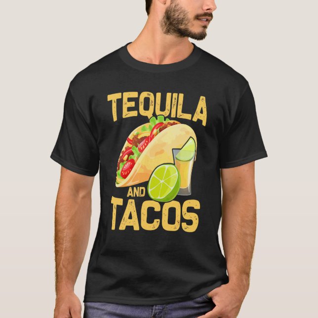 Camiseta Tequila E Tacos Comida Mexicana Beber Fiesta Bebid (Frente)