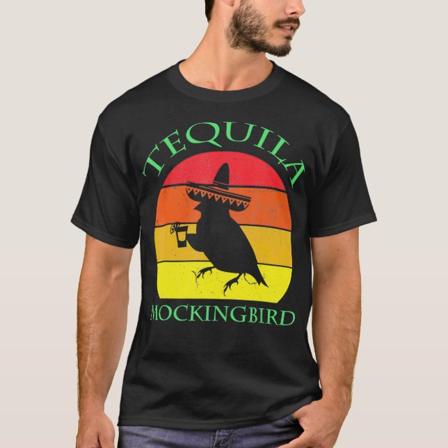 Camiseta Tequila Mockingbird Bebendo Lovers Vintage Cinco  (Frente)