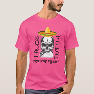 Camiseta Tequila Skull Tequila E Tacos Nunca Quebraram Meu