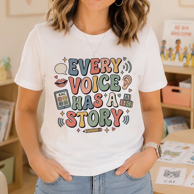 Camiseta Terapeuta da Fala Cada Voz Tem Uma História (Criador carregado)