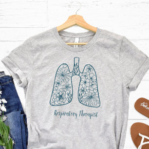 Camiseta Terapeuta Respiratório Floral Azul