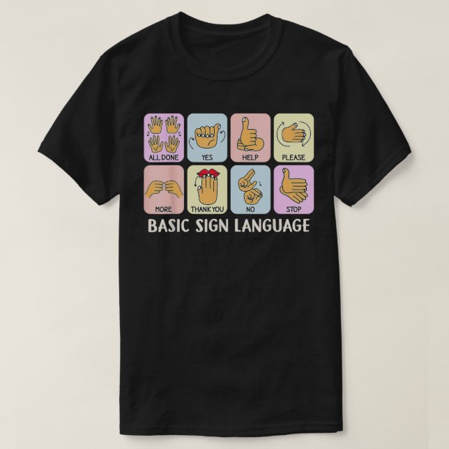 Camiseta Terapêutica de fala com linguagem de sinais básica (Frente do Design)