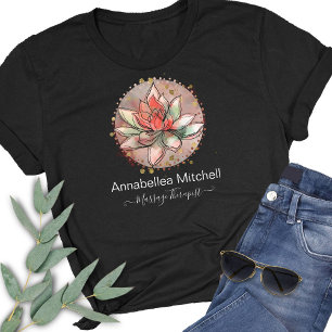 Camiseta Terapêutica Dourada de Massagem de Flor de Lotus 