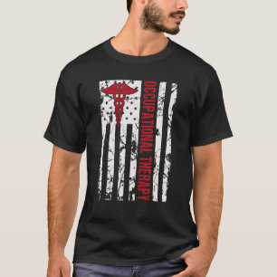 Camiseta Terapêutica Ocupacional Com Bandeira Americana Ot