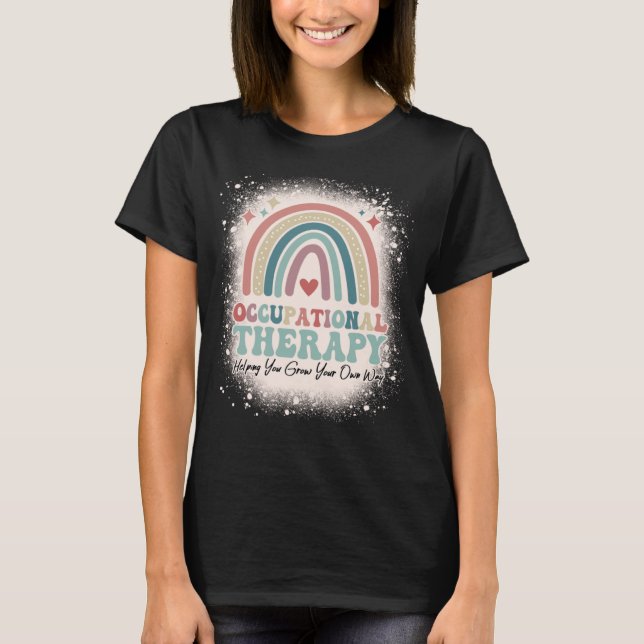 Camiseta Terapêutica Ocupacional Do Arco-Íris Branqueado (Frente)