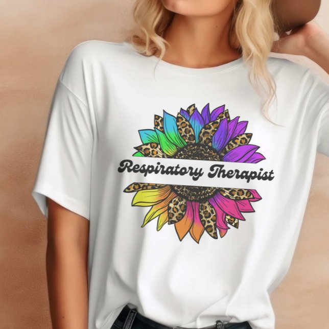 Camiseta Terapêutica Respiratória Arco-Íris (Respiratory Therapist Rainbow Sunflower T-Shirt
)