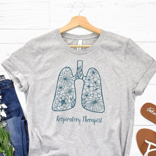 Camiseta Terapêutica Respiratória Floral Azul (Respiratory Therapist Tshirt)