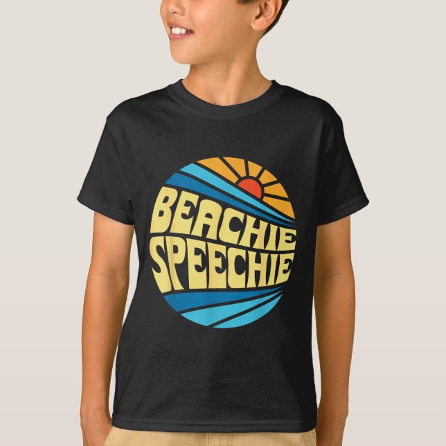 Camiseta Terapia da Fala Beachie Speechie Verão Retro da Pr (Frente)