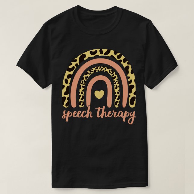 Camiseta Terapia de fala III Leopard Rainbow (Frente do Design)
