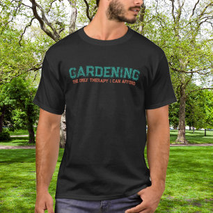 Camiseta Terapia de Jardinagem Tipografia Verde Laranja