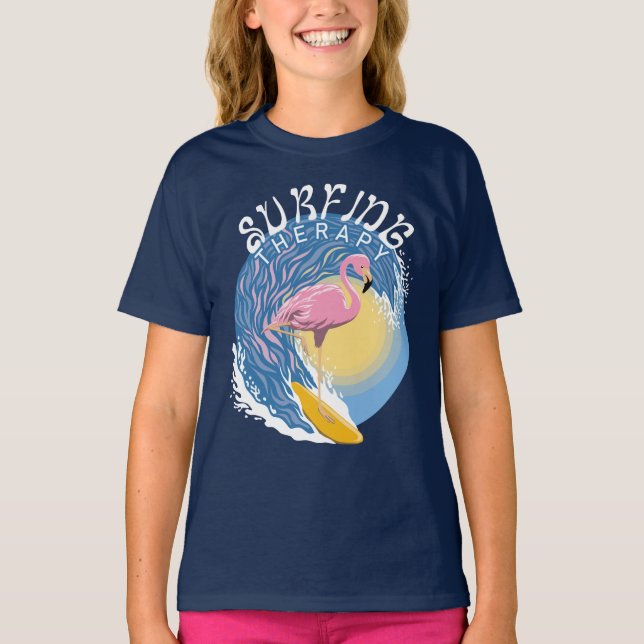 Camiseta Terapia do Surfe - Flamingo de Verão (Frente)