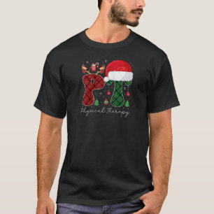 Camiseta Terapia física Natal Santa Hat Red Xadrez PT