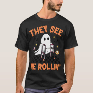 Camiseta Terapia Física no Halloween Eles Me Veem Rolando T