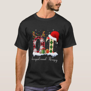 Camiseta Terapia Ocupacional Luzes de Natal Xadrez Vermelha