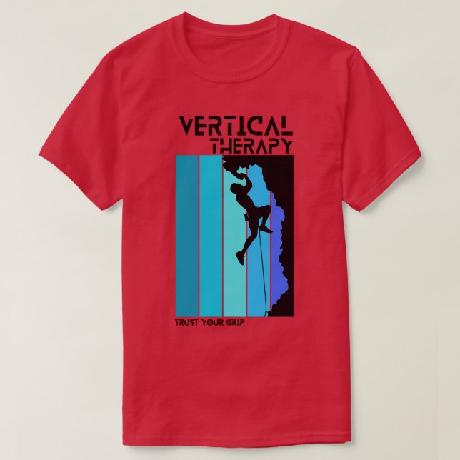 Camiseta Terapia Vertical Confie nas suas escalas de aderên (Frente do Design)