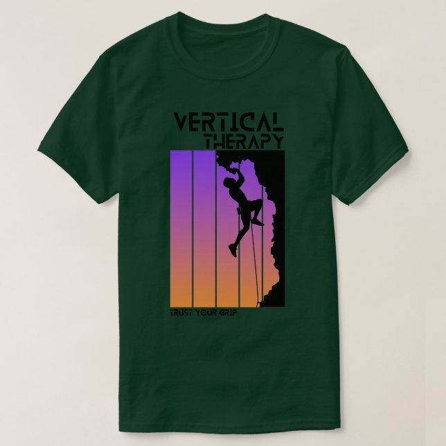 Camiseta Terapia Vertical Confie nas suas escalas de aderên (Frente do Design)