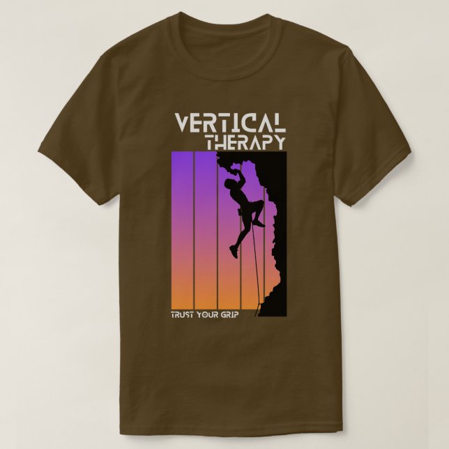 Camiseta Terapia Vertical Confie nas suas escalas de aderên (Frente do Design)