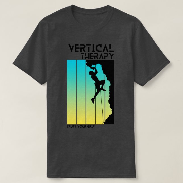Camiseta Terapia Vertical Confie nas suas escalas de aderên (Frente do Design)
