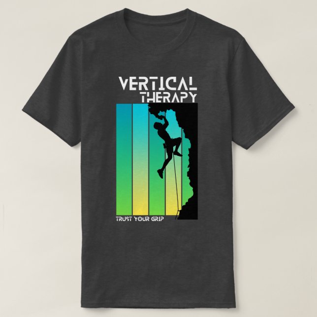 Camiseta Terapia Vertical Confie nas suas escalas de aderên (Frente do Design)
