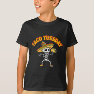 Camiseta Terça-feira de taco dançando esqueleto engraçado c