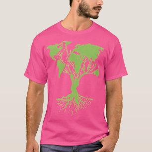 Camiseta Terça-feira no dia da Terra - Árvore do mapa mundi