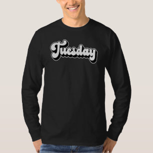 Camiseta Terça-feira Retro Vintage 80s90s Texto simples do