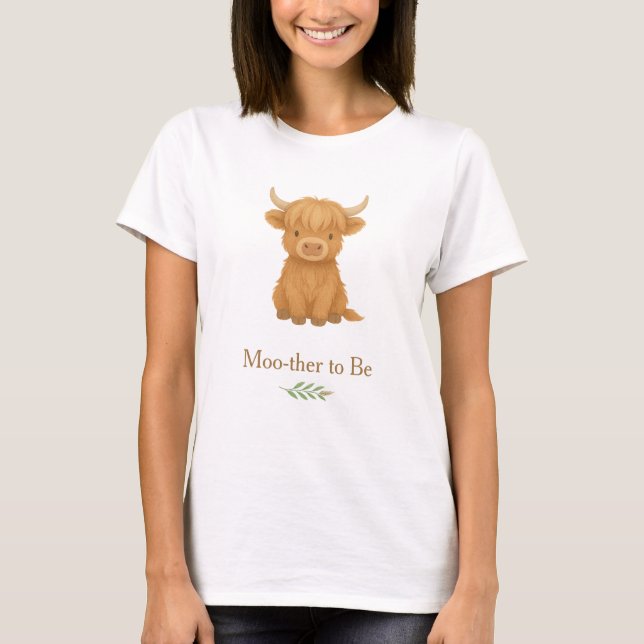 Camiseta Terça-mãe de vaca de Highland para ser T-Shirt (Frente)