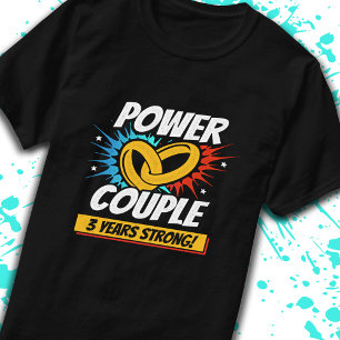 Camiseta Terceiro Aniversário Casou-se com Casais com 3 Ano