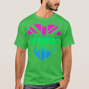 Camiseta Terceiro Coração da Cultura União Azul Verde Rosa