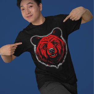 Camiseta Tergue de Cara grosseira vermelho N roxo Urso cinz