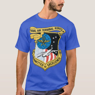 Camiseta Terminal Aéreo Naval do marinho Norfolk com Txt X