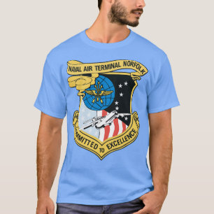 Camiseta Terminal Aéreo Naval do marinho Norfolk com Txt X