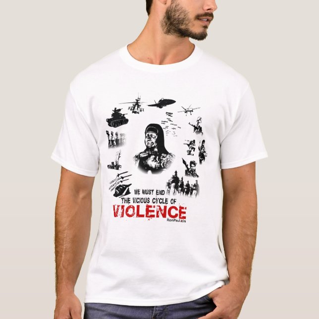 Camiseta Termine o ciclo vicioso do t-shirt da violência (Frente)