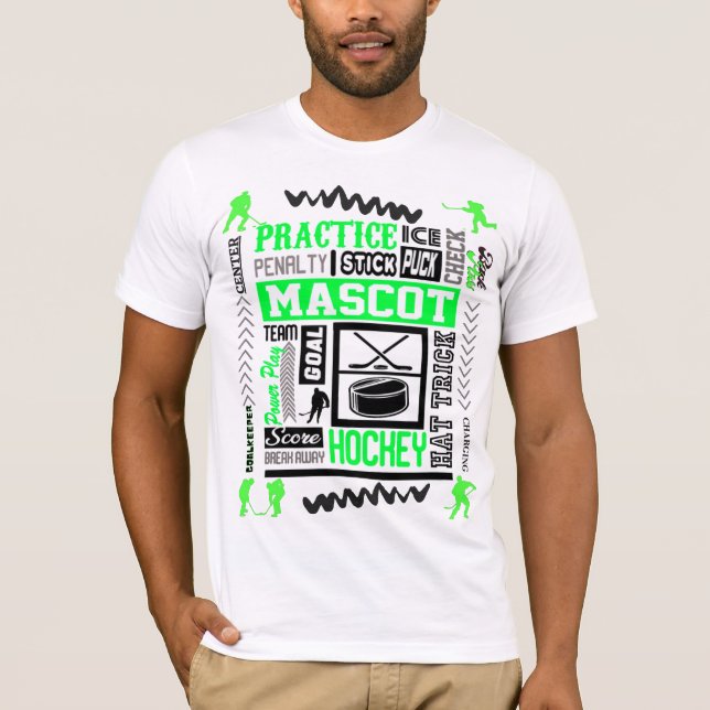 Camiseta Terminologia de Hóquei em Meninos em Verde (Frente)
