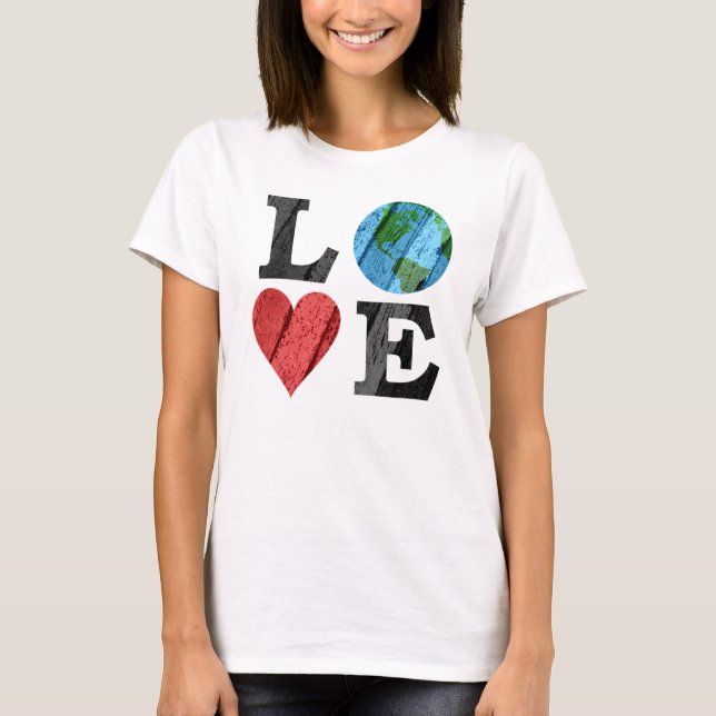 Camiseta Terra AMOR com Coração e Terra (Frente)
