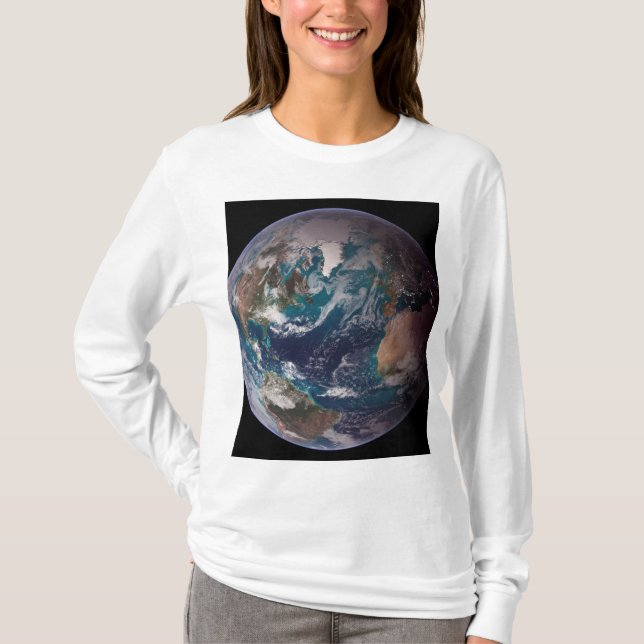 Camiseta Terra Blue Marble (Hemisfério Ocidental) (Frente)